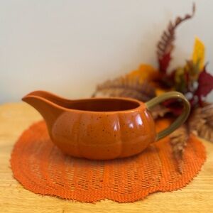 Pumpkin-Shaped Orange Gravy Boat